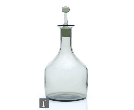 Sven Palmqvist - Orrefors - A mid century Rhapsody glass decanter, circa 1959, of shouldered form with collar neck, in an oli