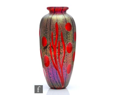 Richard P. Golding - Okra - A contemporary studio glass vase in the Coral pattern, exclusive for Guild Collectors, of ovoid f