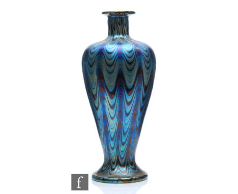 Loetz - A large late 19th Century vase circa 1898 to 1900, of slender shouldered ovoid form with collar neck and flat rim, de
