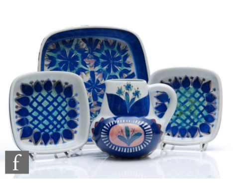 Marianne Johnson - Royal Copenhagen Aluminia - A mid 20th Century ceramic dish, circa 1964, of square section and decorated w