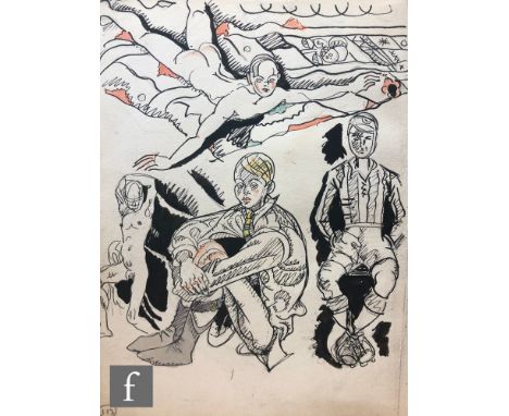 Albert Wainwright (1898-1943) - A study depicting multiple figurative sketches of male figures in various poses picked out in