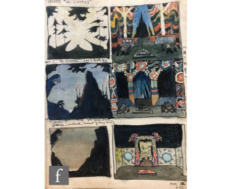 Albert Wainwright (1898-1943) - A sketch depicting multiple studies for set designs for the stage production of The Vikings, 