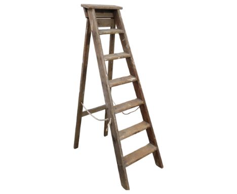 A vintage folding step-ladder. Height 155cm. 