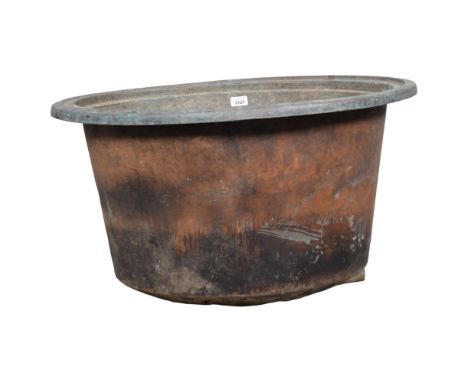 A copper planter, with pierced rounded base. 73x43cm. 