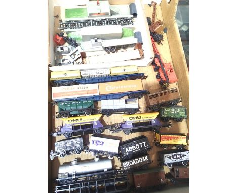 Twenty assorted wagons; Hornby, Lima, Peco etc and Lima unloading bay with wagon and arctic etc. All good condition, unboxed.