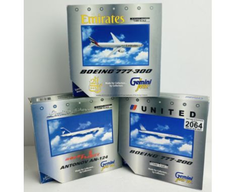 3x Gemini Jets 1:400 Scale Aircraft including United 777 Boxed P&amp;P Group 1 (£14+VAT for the first lot and £1+VAT for subs