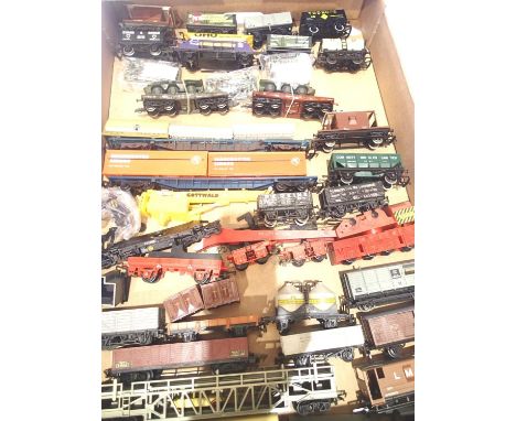 Thirty assorted wagons; Hornby, Lima, Triang etc includes tankers, opens, P.O, containers etc, mostly good condition, unboxed