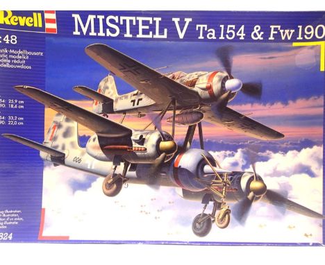 Revell 1:48 scale Mistel V and FW190 still bagged, appears complete with instructions and decals, contents unchecked. P&amp;P