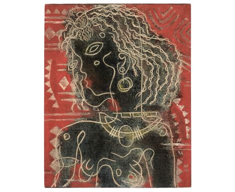 AR  * Cox (Morris, 1903-1998). Negress, 1935, tempera on board with incised lines, signed and dated lower right, size 30.5 x 