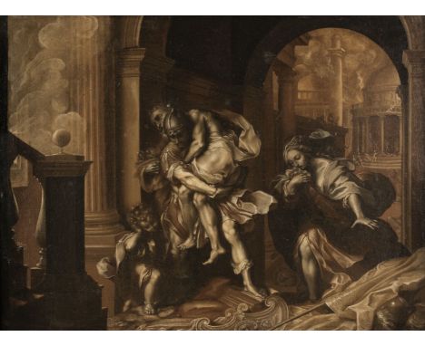 * Attributed to Federico Barrocci (circa 1535-1612). Aeneas' Flight from Troy, with Anchises, Creusa and Ascanius, circa 1590