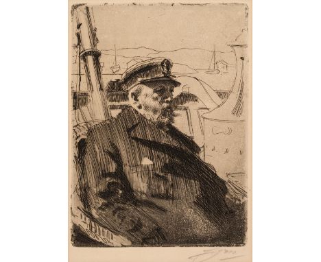 * Zorn (Anders, 1860-1920). King Oscar II (second plate), 1898, etching on Van Gelder Zonen laid paper, with partial watermar