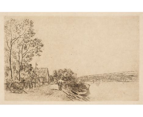 * Sisley (Alfred, 1839-1899). Bords du Loing, La Charrette, 1890, etching, a very good, delicate impression, without letters 
