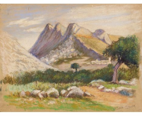 * Goodwin (Albert, 1845-1932). La Boca, Pollensa, Majorca, circa 1900-1920, coloured chalks on beige wove paper, titled lower