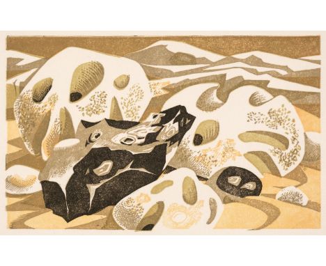 * Poole (Monica, 1921-2003). Chalk and Flint, woodcut printed in four colours on wove paper, image size 12.6 x 20.5 cm (5 x 8