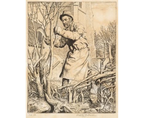 * Anderson (Stanley, 1884-1966). The Hedger, 1934, copper line engraving on laid paper, signed in pencil, inscribed 'Ed:50', 