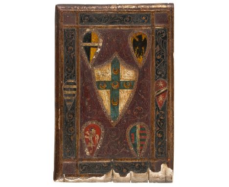 * Joni (Icilio Frederico, 1866-1946). A pair of 'tavolette' painted and gilded panels imitating a 15th century Sienese bindin