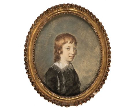 * Hamilton (Hugh Douglas, circa 1739-1808). Portrait of a Boy, 1772, oval head and shoulders pastel portrait on paper, half-p