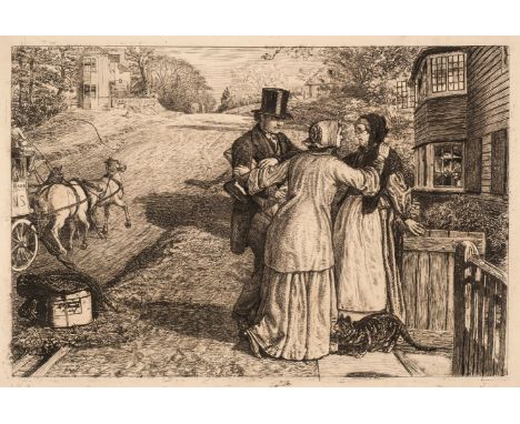 * Holman Hunt (William, 1827-1910). A Day in the Country, 1865, etching, a proof, reworked by the artist with ink and pencil,