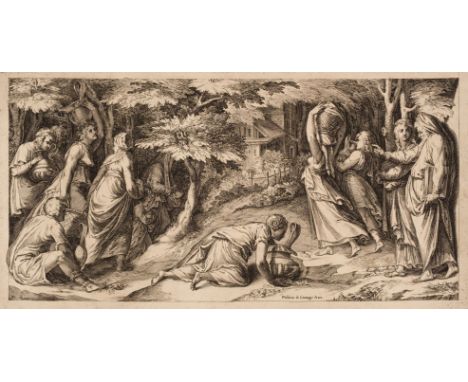 * Alberti (Cherubino, 1553-1615). The Israelites fleeing Egypt, after Polidoro da Caravaggio, 1576, engraving, a fine proof i