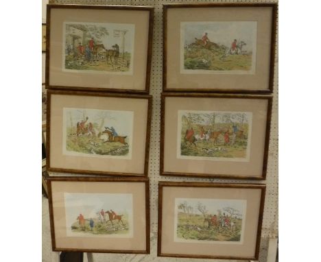 HENRY ALKEN "Fox hunting scenes and fox hunters", soft ground etchings, a set of eight, published by S & J Fuller, 1817, 1st 