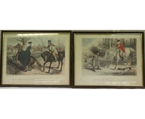 AFTER JOHN LEECH "A friendly mount", colour print, together with further prints AFTER JOHN LEECH and further hunting related 