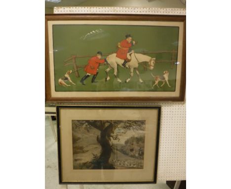 EARLY 20TH CENTURY ENGLISH SCHOOL "Clive as MFH in the future", chromolithographic print, in the style of Cecil Aldin, togeth