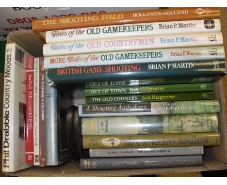 Two boxes of books, mainly upon the subject of shooting including Alexander Innis Shand "Shooting", published by J M Dent & C