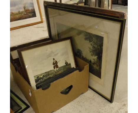 AFTER HOWITT "Stag hunting", a set of seven colour prints, AFTER F C TURNER "The Vale of Aylesbury Steeplechase", engraving b