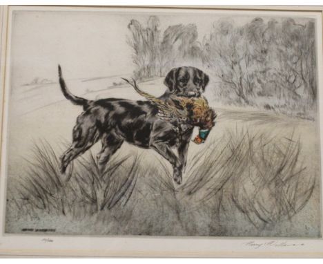 AFTER HENRY WILKINSON "Gun dogs in a field", engraving, signed in pencil lower right, limited edition No'd. 117/150, together