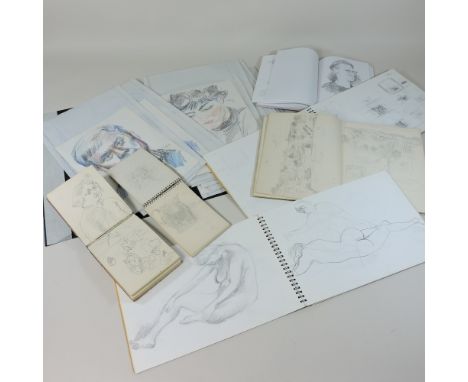 Style of Glyn Morgan, a folio of drawings, together with two sketch books