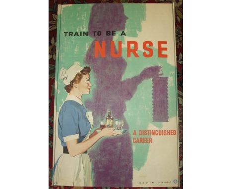Four 1960's Government issue nursing recruiting posters various vintage cameras and other items.
