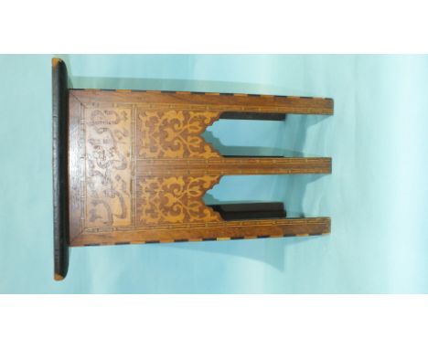 An early-20th century Persian hardwood square table with overall marquetry decoration, the top inlaid with mother-of-pearl in