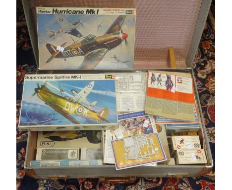 A collection of various Revell scale model aircraft kits and also Airfix models including collectors series Military models.