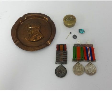 A Queen Victoria South Africa medal with six bars awarded to 2425 Private W.Robinson, Somerset Light Infantry also two WWII m