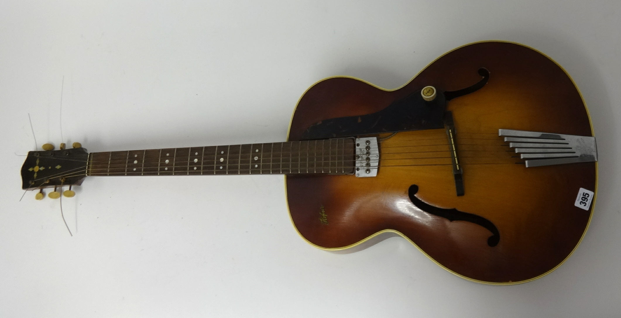 A Hofner six string acoustic guitar, probably circa 1950's, with canvas ...