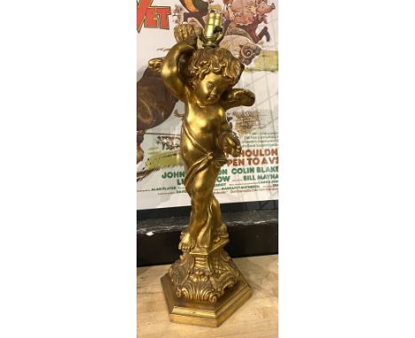 GILT CHERUB LAMP - 67 CMS (H)
