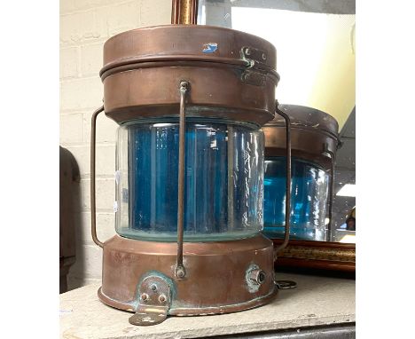 TRAWLER COPPER &amp; BRASS SHIPS LAMP 34CMS (H) APPROX