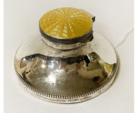 HM SILVER &amp; ENAMEL TOP INKWELL