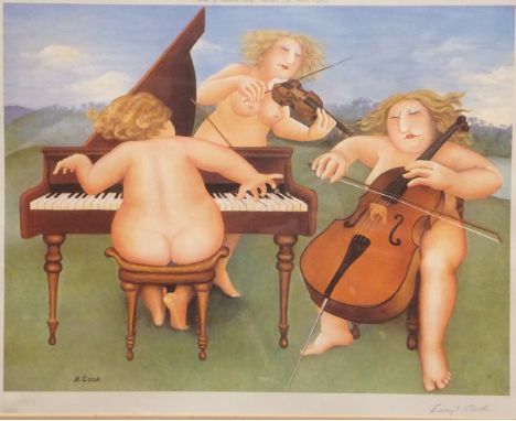 AFTER BERYL COOK (1926-2008) "Three Piece Band", colour print, signed in pencil lower right, blind stamp studio marks to lowe