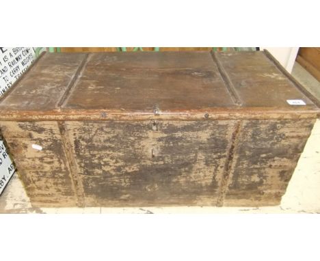 An Indian teak trunk with iron bindings and handles