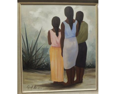 ALBERTO GONZALES GULLO "Study of three girls", oil on canvas, signed lower left, pencil inscription to back, together with "E