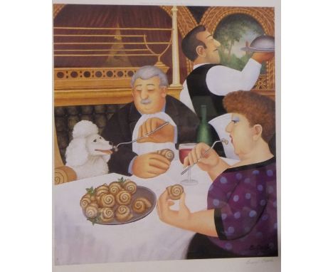 AFTER BERYL COOK "Dining in Paris", colour print, signed in pencil lower right