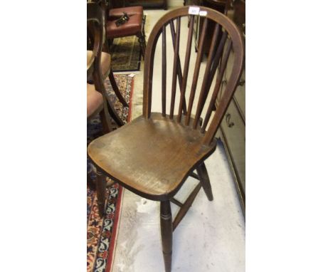 A composite set of four Thames Valley stick back beech, ash and elm chairs, one bearing stamp "Lenister Maker Wycombe", the o