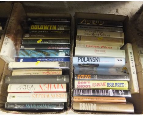 Five boxes of books relating to film and the stars, to include "Garbo - A Portrait" by ALEXANDER WALKER, "Marilyn", a biograp