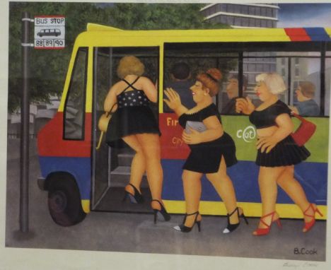 AFTER BERYL COOK "Bus Stop", colour print, signed in pencil lower right