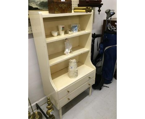 A white painted mid century shelf unit 