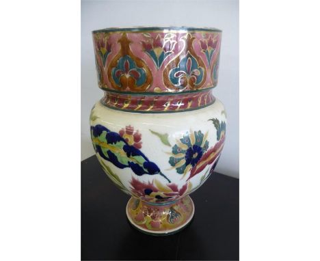 A Zsolnay vase decorated with flowers,26cm- condition- 2 small chips to rim, slight glazing cracks