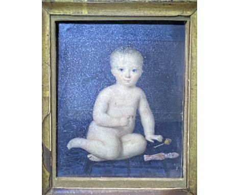 Framed and glazed portrait miniature, 8cm high x 7cm width. Estimate £20-40.