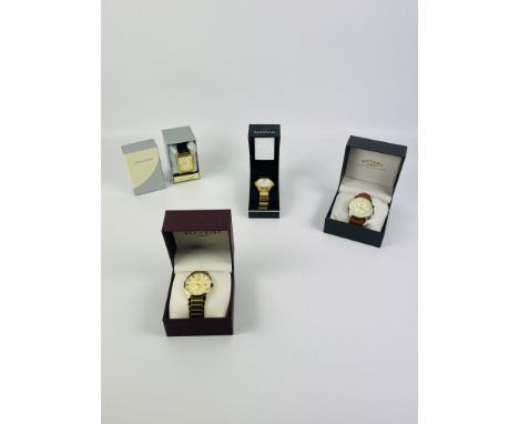 A collection of four boxed fashion watches to include Rotary,Sekonda, Pierre Cardin and Accurist. Estimate £20-40.