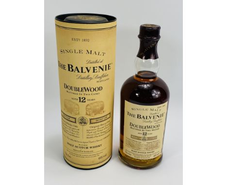 70cl bottle of The Balvenie Doublewood Single Malt Scotch Whisky in presentation tin, 1 litre bottle Glen Garioch Single Malt